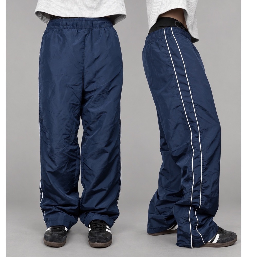Old Navy Y2K Track Pants Navy Blue White Piping Baggy Skater Joggers Mens Medium
